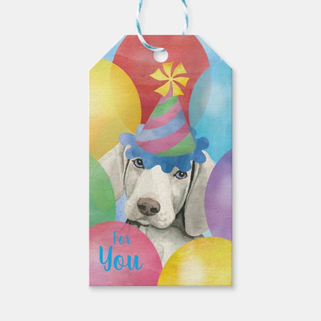 Märkre för födelsedagspuboner Weimaraner Gift Presentetikett (Framsidan)