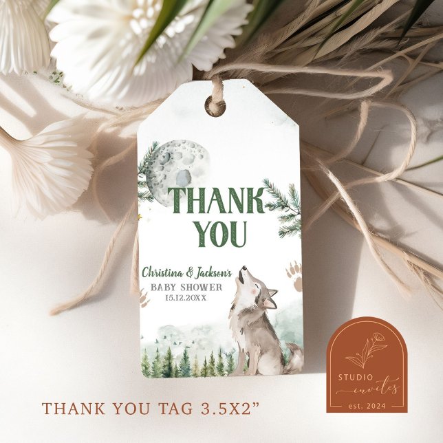 Märkre för  för Baby Shower Varg  Presentetikett (Skapare uppladdad)