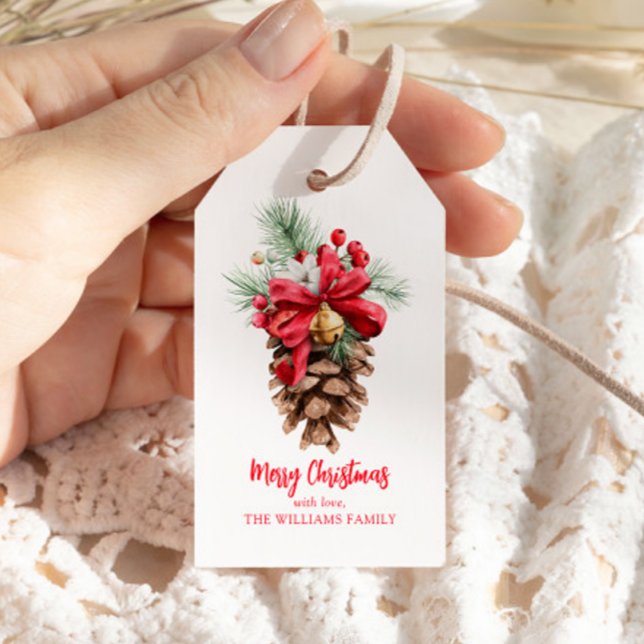 Märkre för  för vattenfärgen jul, Gräs Cone Gift Presentetikett (Skapare uppladdad)