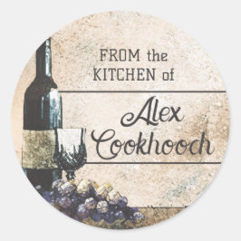 märkre för förpackning av druvor för  av vin-glas runt klistermärke