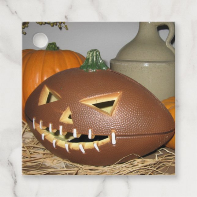 Märkre för fotboll Pumpkin Wooden Gift Gåvor Etiketter (Framsida)