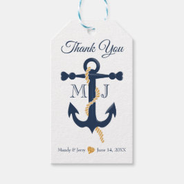 Märkre för gåva av blåankarnautiska bröllop presentetikett