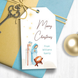 Märkre för gåva av cute Natiativitetscen Presentetikett