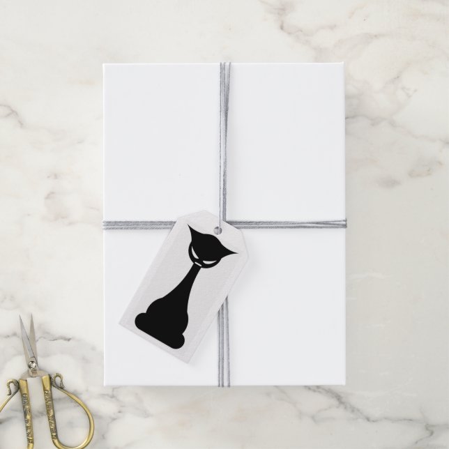 Märkre för gåva av gotisk svart katt presentetikett (Med Snöre)