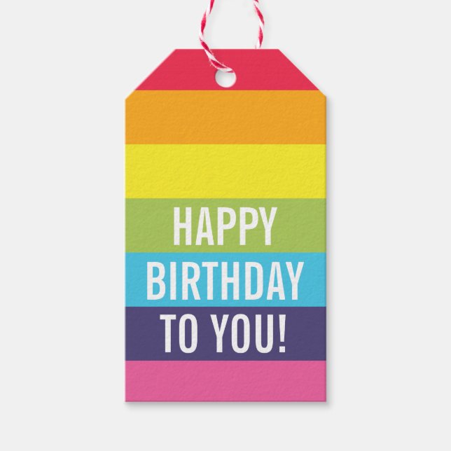 Märkre för gåva av regnbågsstripe-Personlig Presentetikett (Framsidan)