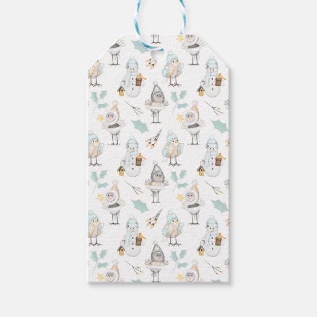 Märkre för gåva av Snögubbar i julklapp Presentetikett (Framsidan)
