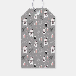 Märkre för gåva av Snögubbar i julklapp Presentetikett