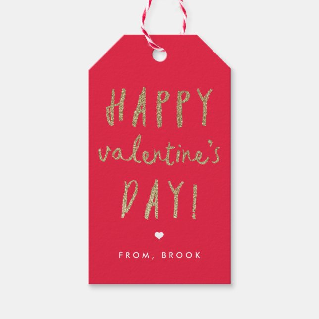 Märkre för gåva för Fauxglittervalentines day Presentetikett (Framsidan)