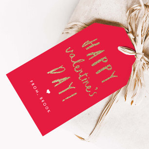 Märkre för gåva för Fauxglittervalentines day Presentetikett