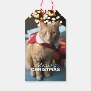 Märkre för gåva för Meowy julkatt Presentetikett