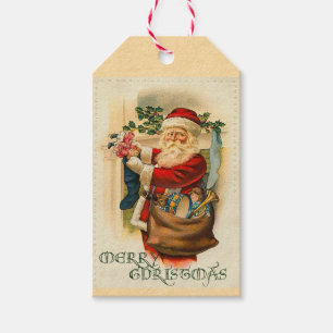 Märkre för gåva för Victorianjultomtenhelgdag Presentetikett
