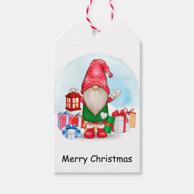 Märkre för gåva från Cute Jul Gnome Presentetikett (Framsidan)