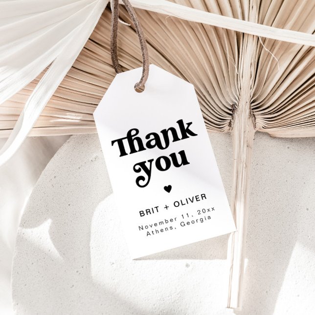 Märkre för Groovy-Tack för Märkrn Retro Wedding Fa Presentetikett (Skapare uppladdad)