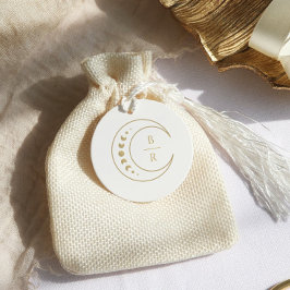 Märkre för guld monogram kelestial bröllopsförmån gåvor etiketter