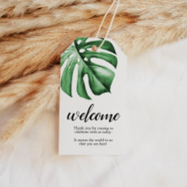 Märkre för Handflatan Greenery Välkomstmeddelande Presentetikett