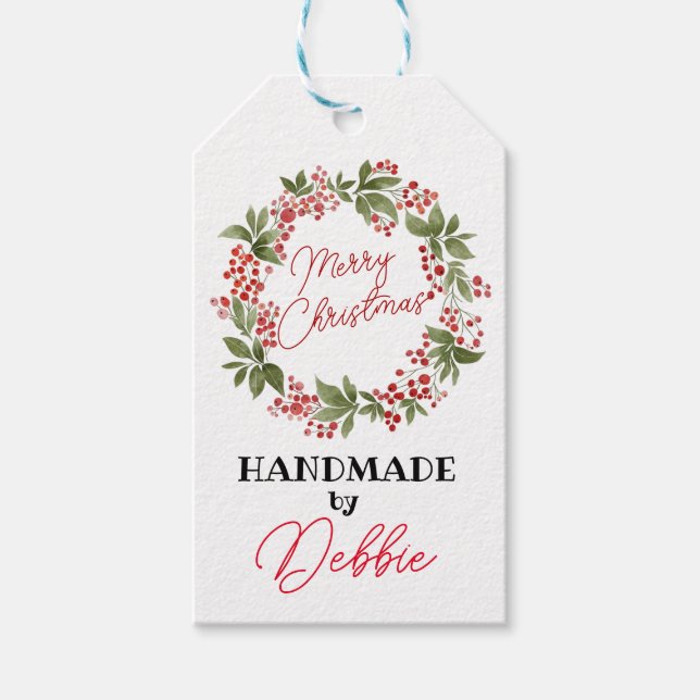 märkre för handgjord gåva från god jul presentetikett (Framsidan)