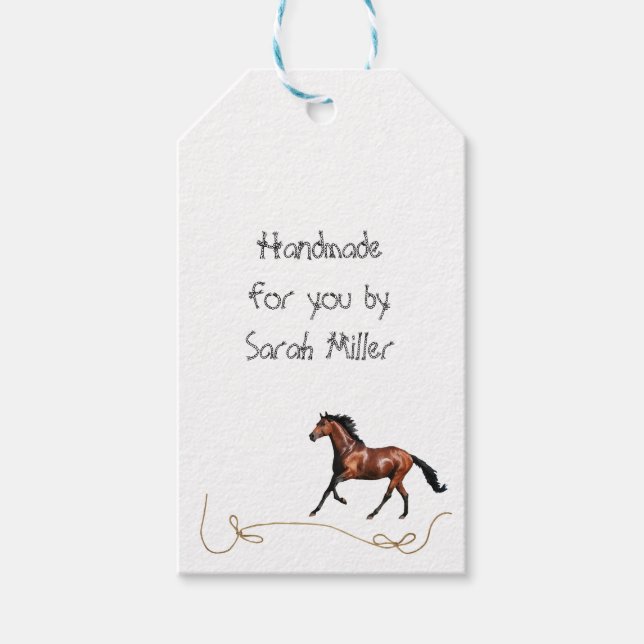 Märkre för hänggåva av häst i löpande butik presentetikett (Framsidan)