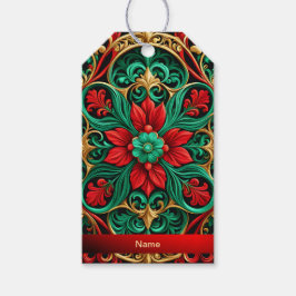 Märkre för Helgdag av dekorativ röd Grönt Presentetikett