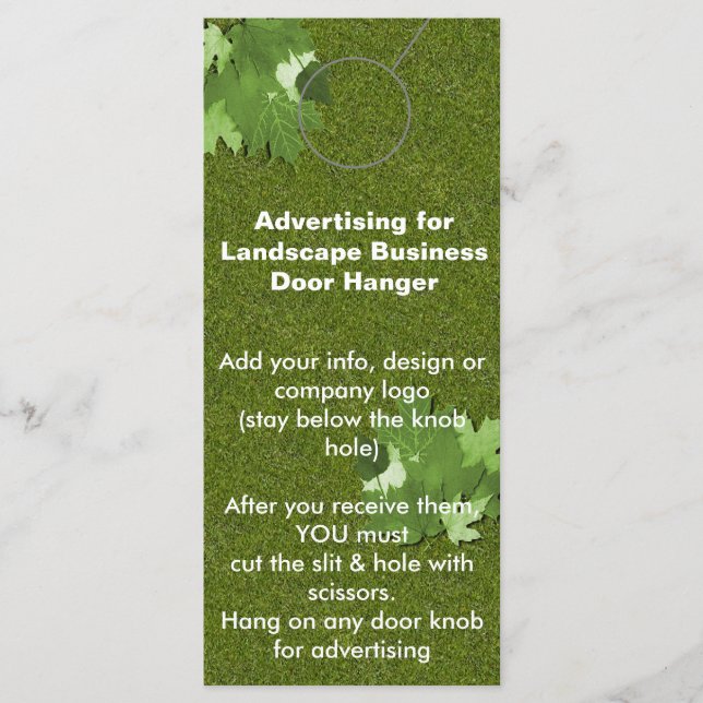 Märkre för höjdhöjande DOOR HANGER-annonsering i l (Framsida)