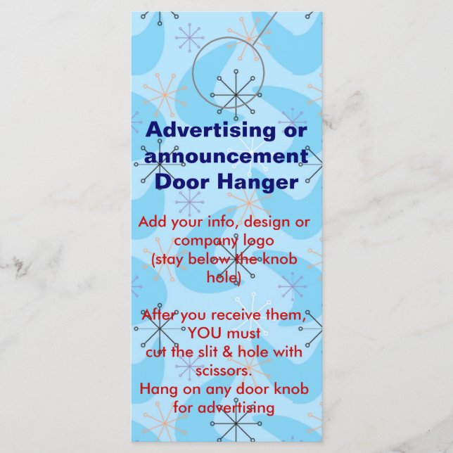 Märkre för höjdhöjande DOOR HANGER-reklam (Framsida)