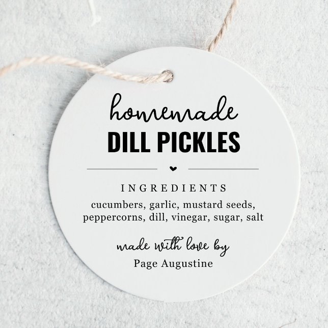 Märkre för Homemade Dill Pickle Burk-etikett Gåvor Etiketter (Skapare uppladdad)