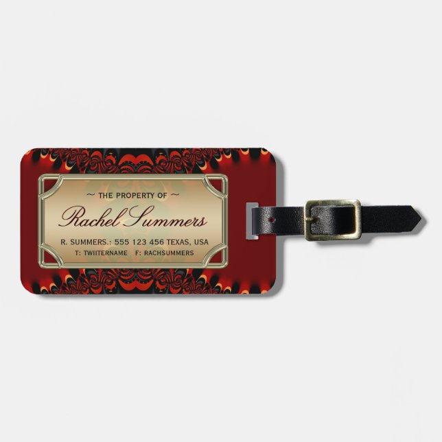 Märkre för ID för bagage för exotiska röda Bagagebricka (Horisontell Framsida)
