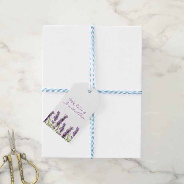 Märkre för inbjudan till Lavender-bröllop Presentetikett (Med Snöre)