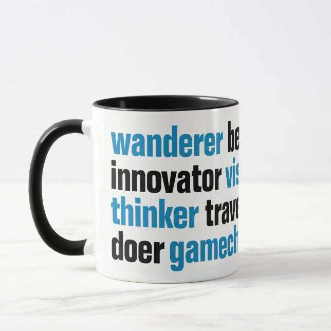 Märkre för Innovator Gamechanger Visionary Dreamer Mugg (Vänster)