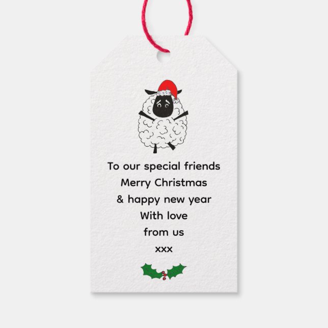 Märkre för julfår presentetikett (Baksidan)