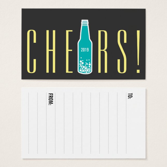 Märkre för Julfest i nyårsautomat i flaska Visitkort (Framsida & baksida)