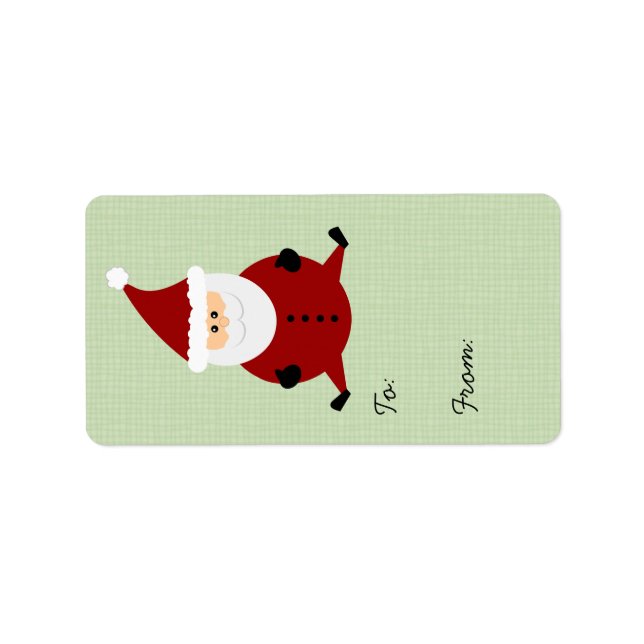 Märkre för julgåva från Cute Round Jultomten Adressetikett (Framsidan)