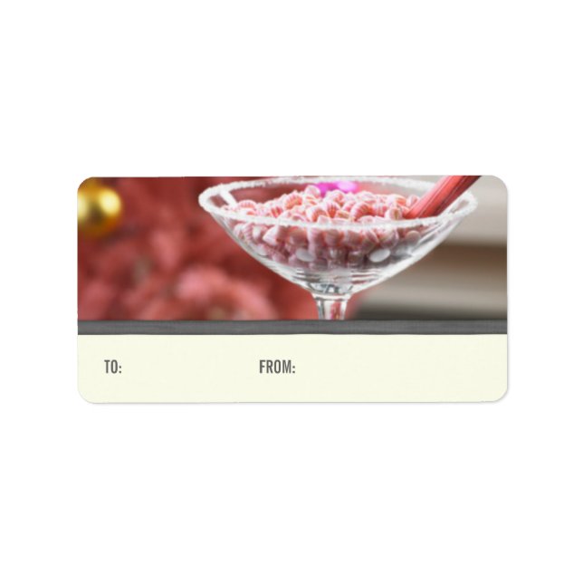 Märkre för julgodis Cocktail Gift Adressetikett (Framsidan)