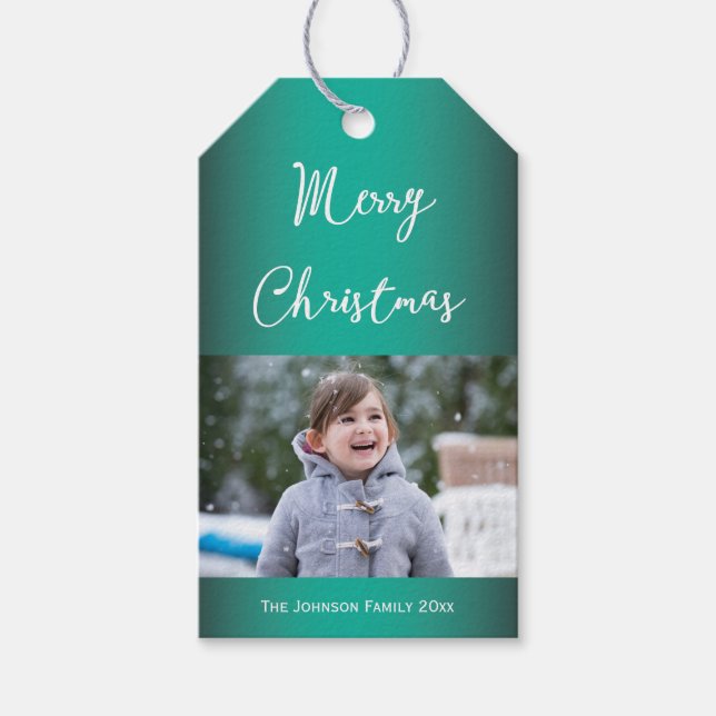 Märkre för julhälsningar i Grönt Presentetikett (Framsidan)