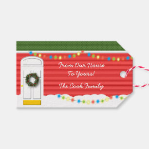 Märkre för julhusets Personlig Gift Presentetikett