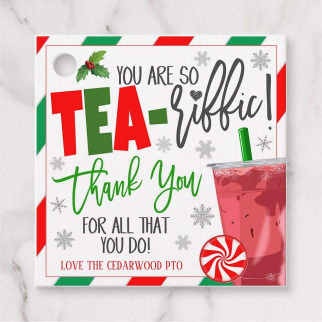 Märkre för juliserade tea Gift Gåvor Etiketter (Framsida)