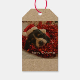 Märkre för julklapp Basset hound Presentetikett