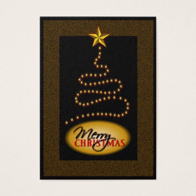 Märkre för julklapp Black och Guld Julgran Gift Visitkort (Framsidan)