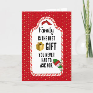 Märkre för julklapp för familjen helgkort