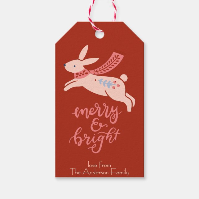 Märkre för julklapp för folkkonst-julklapp presentetikett (Framsidan)
