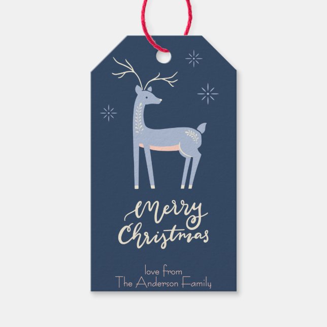 Märkre för julklapp för folkkonst-julklapp presentetikett (Framsidan)