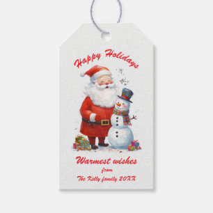 Märkre för julklapp för snögubbe-vinter-jultomten presentetikett