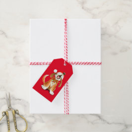 Märkre för julklapp i sång-hund presentetikett