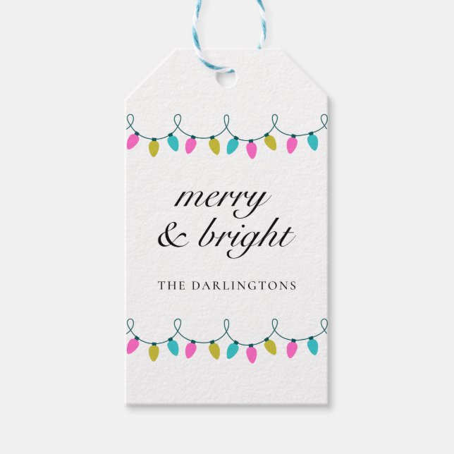 märkre för julomslutning i Ljus Retro Bright Gift  Presentetikett (Framsidan)