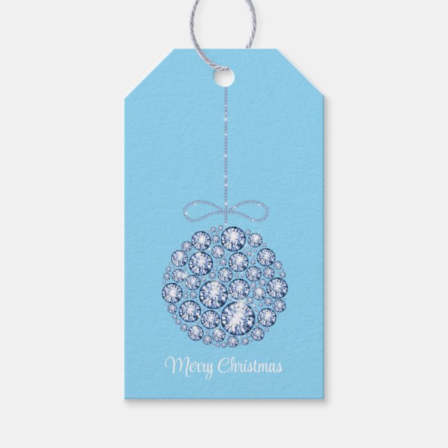 Märkre för julprydnad Crystal Blue Gift Presentetikett (Framsidan)