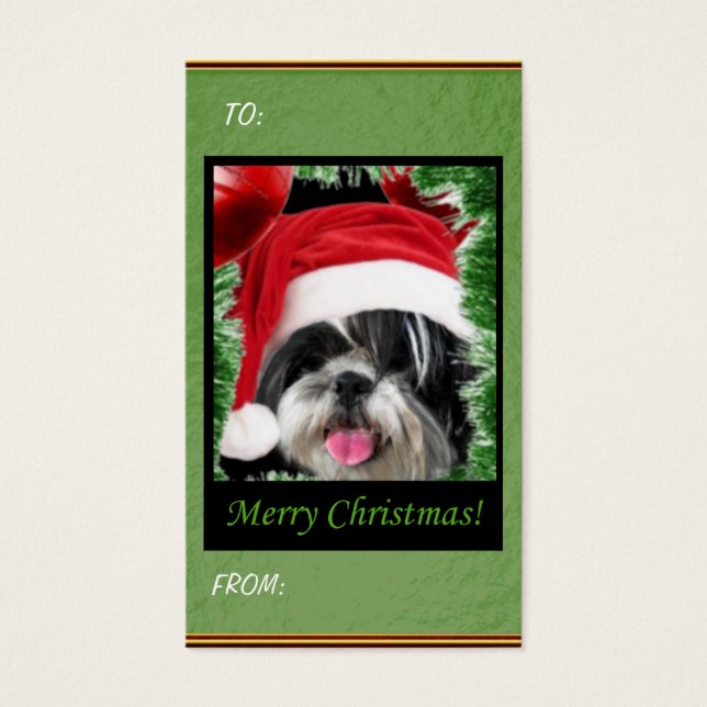 Märkre för julshih Tzu Gift Visitkort (Framsidan)