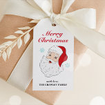 Märkre för jultomte i Vintage Presentetikett<br><div class="desc">Den här söta presenten-märkrn har en glad vintage Santa ansikte på en vit bakgrund som du kan anpassa med ditt personliga namn eller med din familj. Baksidan har en snöflinga mönster. Denna julklapp är en roligt för att säga TACK för att komma till jul eller helgdag! Koppla enkelt märkrn till...</div>