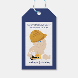 Märkre för konstruktionsbaby showergåva presentetikett
