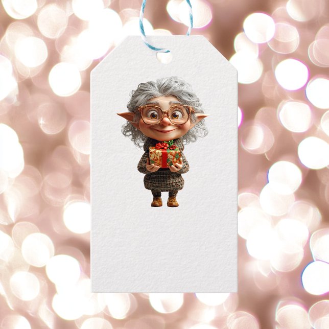 Märkre för Lärare jul Elf White Gift Presentetikett (Skapare uppladdad)