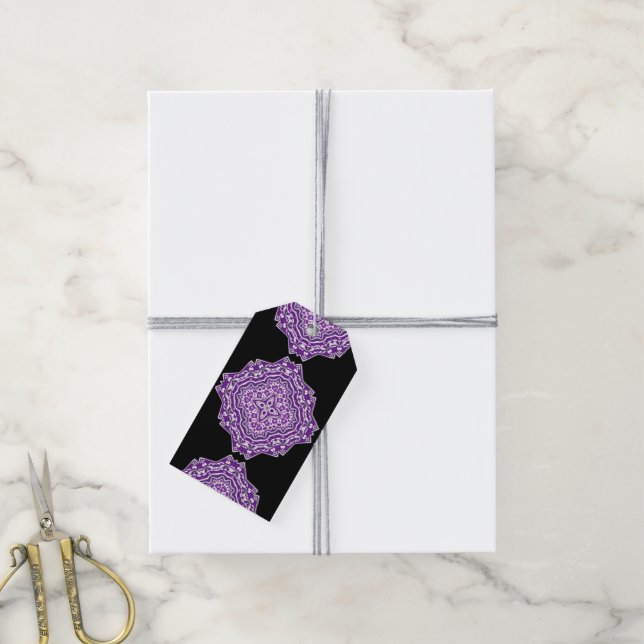märkre för lila mandala-gåva presentetikett (Med Snöre)