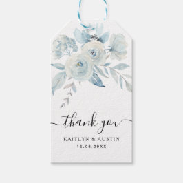 märkre för ljusblå blommigt bröllop-gåva presentetikett
